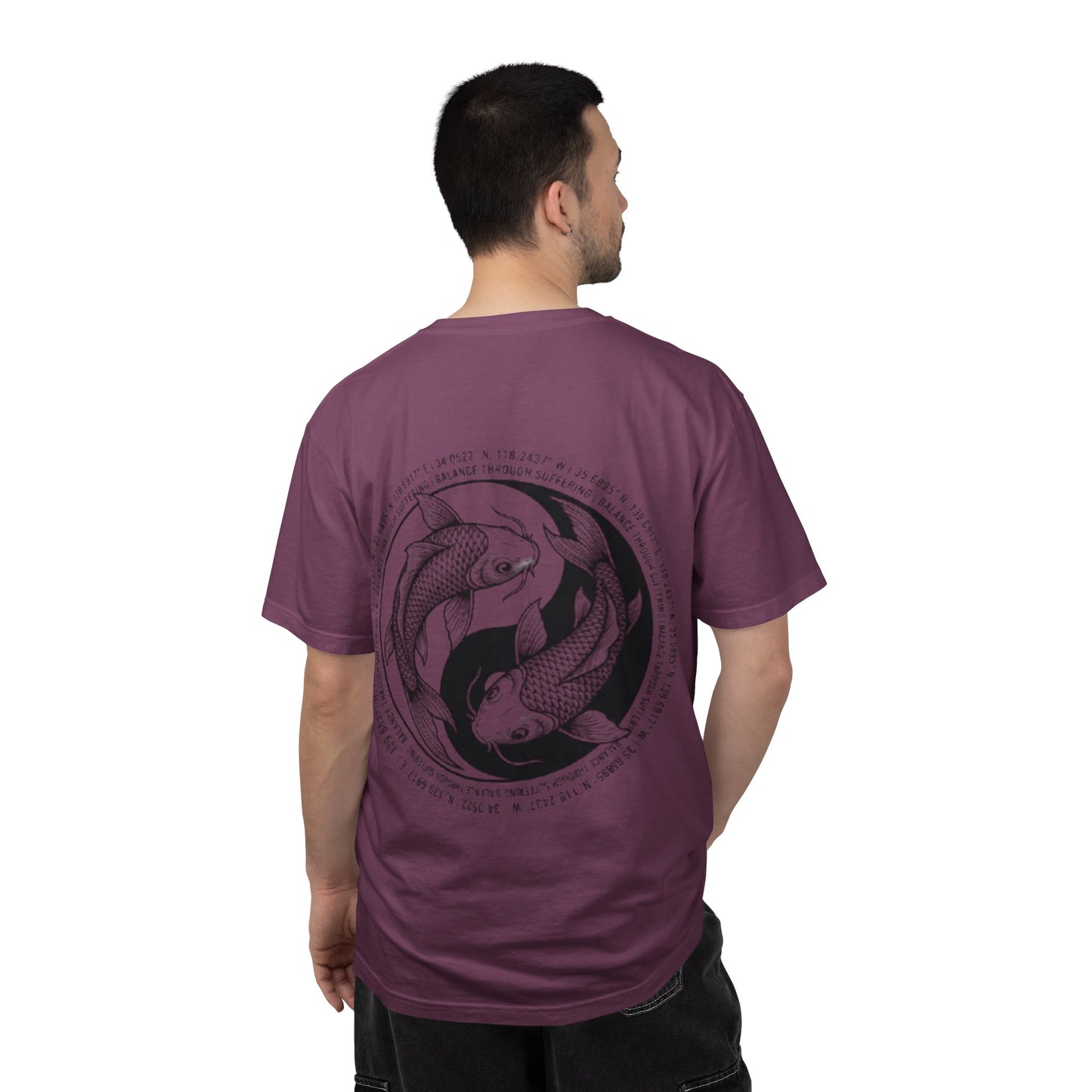 MIRAI Yin Yang — Floral Koi Fish Graphic Tee with Inspirational Script