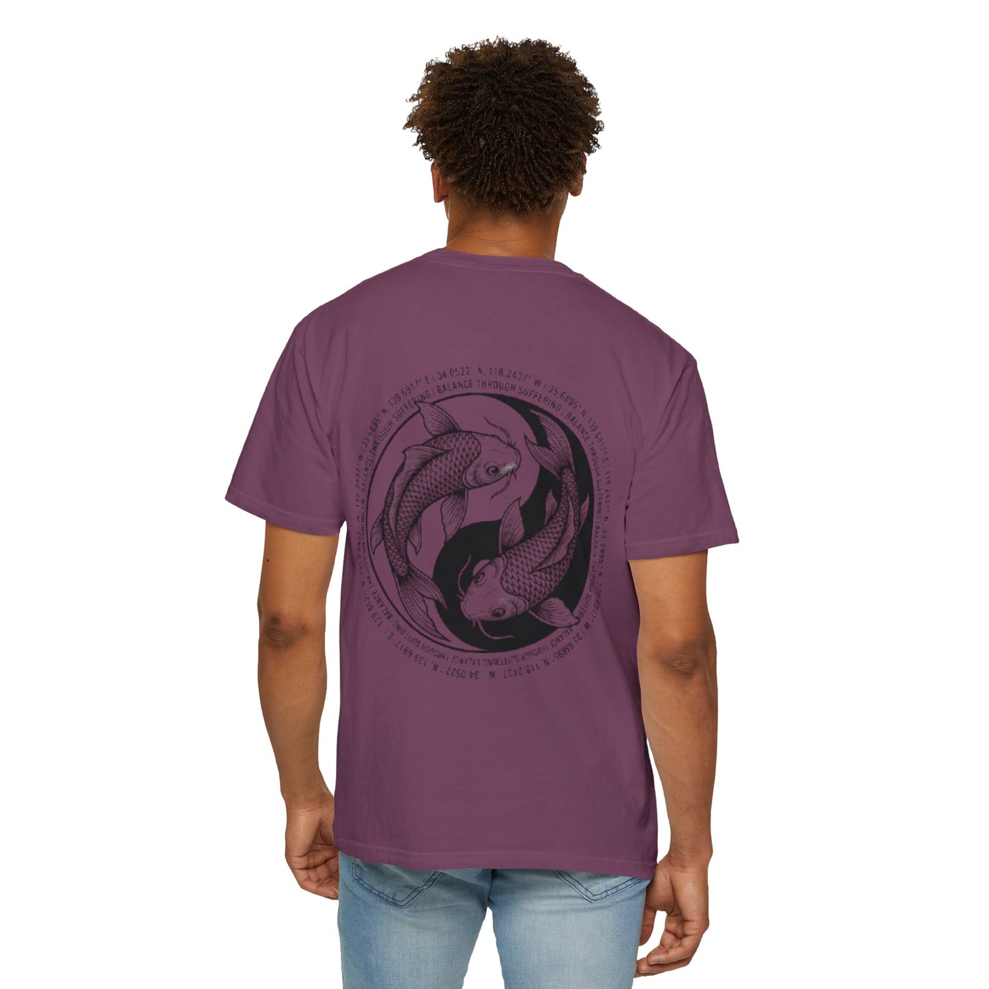 MIRAI Yin Yang — Floral Koi Fish Graphic Tee with Inspirational Script