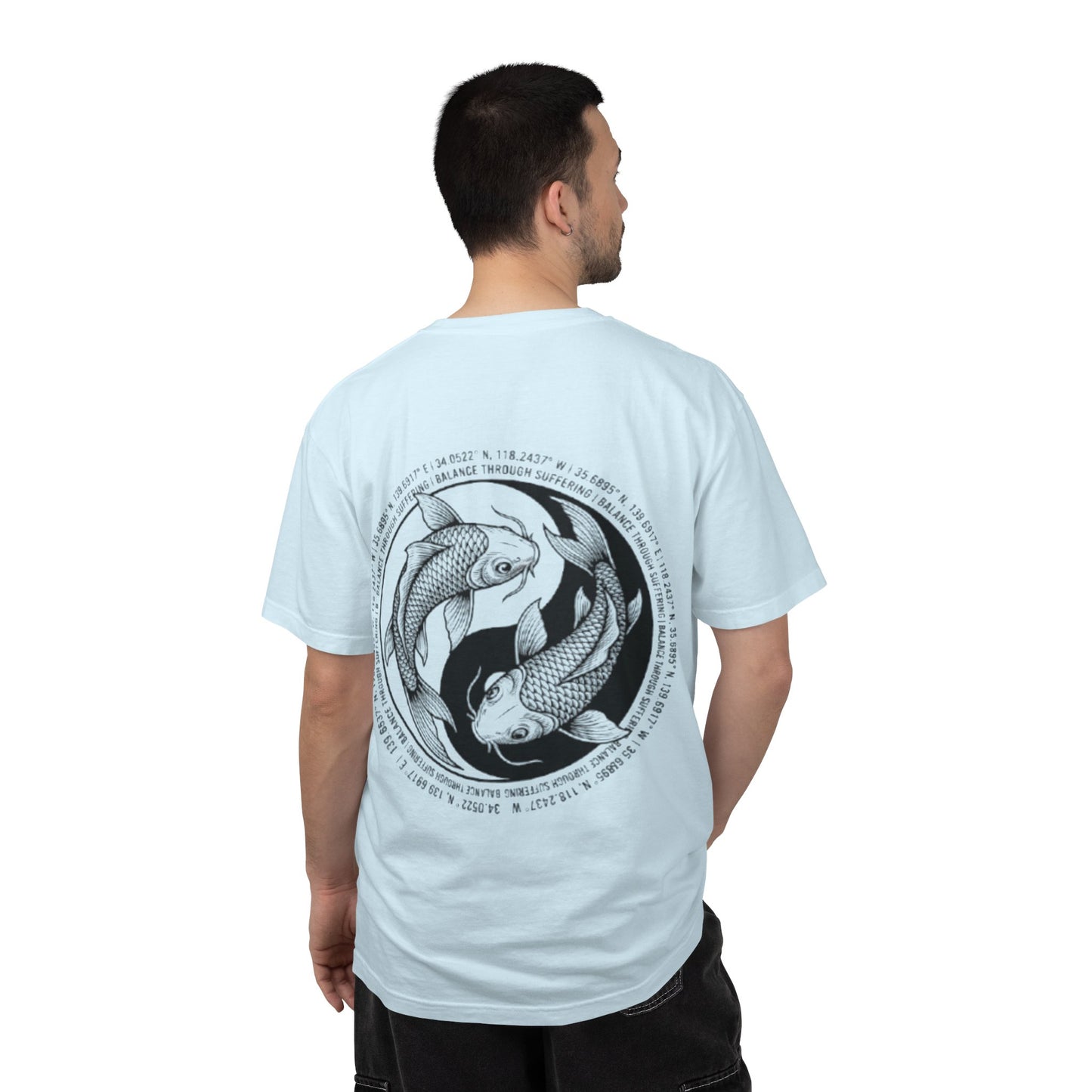 MIRAI Yin Yang — Floral Koi Fish Graphic Tee with Inspirational Script