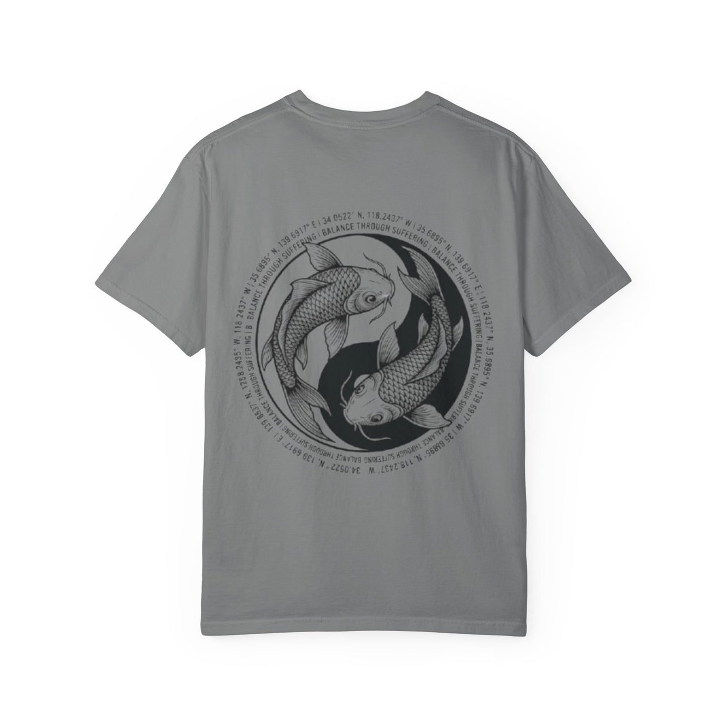 MIRAI Yin Yang — Floral Koi Fish Graphic Tee with Inspirational Script