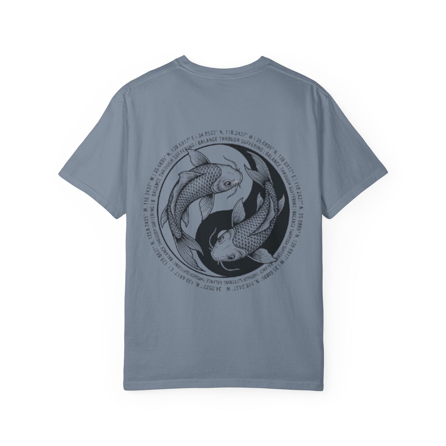 MIRAI Yin Yang — Floral Koi Fish Graphic Tee with Inspirational Script