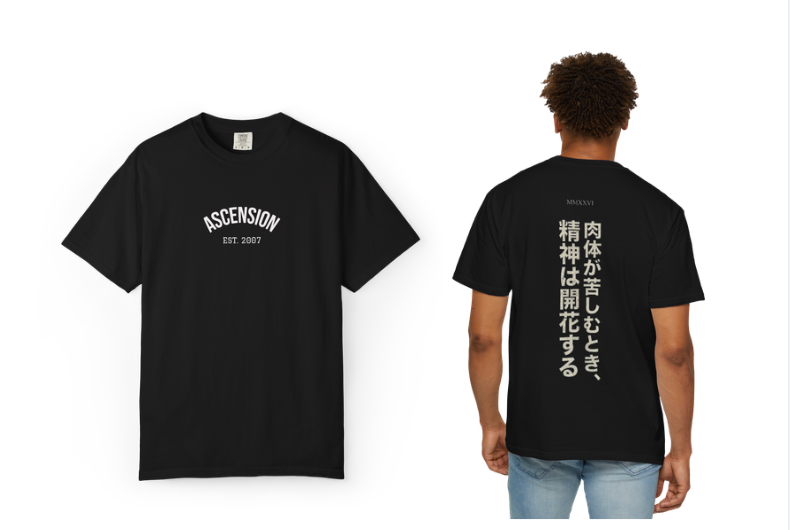 MIRAI — ASCENSION TEE | Japanese Text Graphic T-Shirt — Minimal Back Kanji Quote Tee