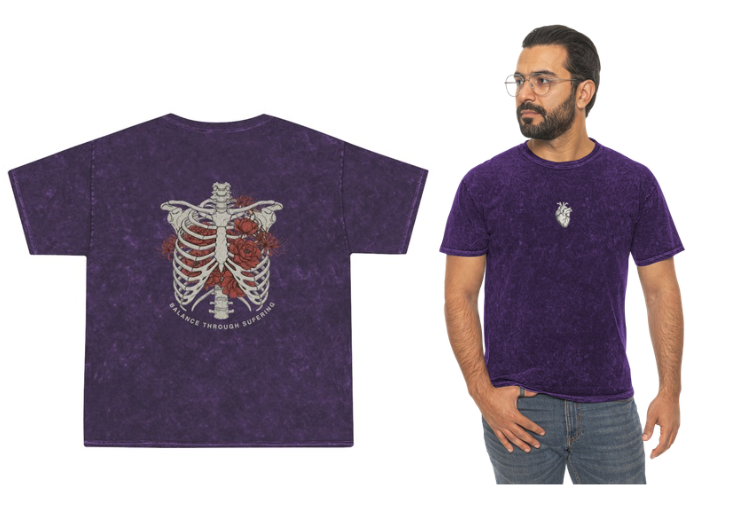 MIRAI — FLOURISH | Oversized Tee — Ribcage & Roses Anatomical Heart Graphic T-Shirt