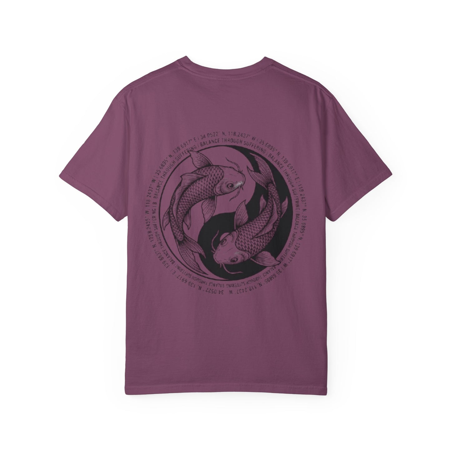MIRAI Yin Yang — Floral Koi Fish Graphic Tee with Inspirational Script