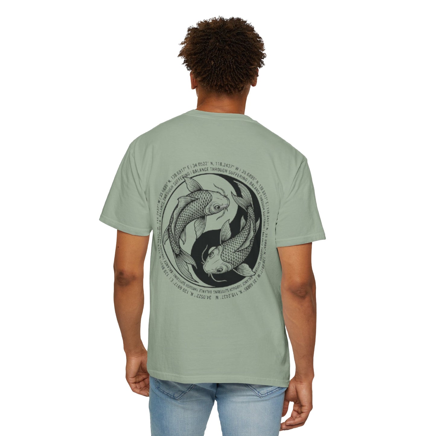 MIRAI Yin Yang — Floral Koi Fish Graphic Tee with Inspirational Script