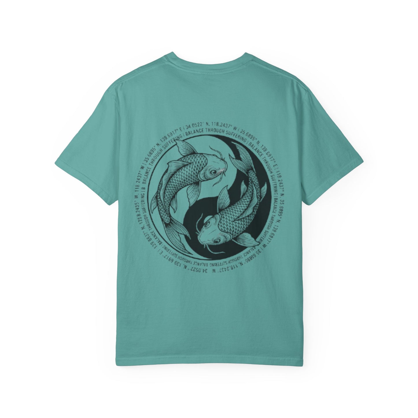 MIRAI Yin Yang — Floral Koi Fish Graphic Tee with Inspirational Script