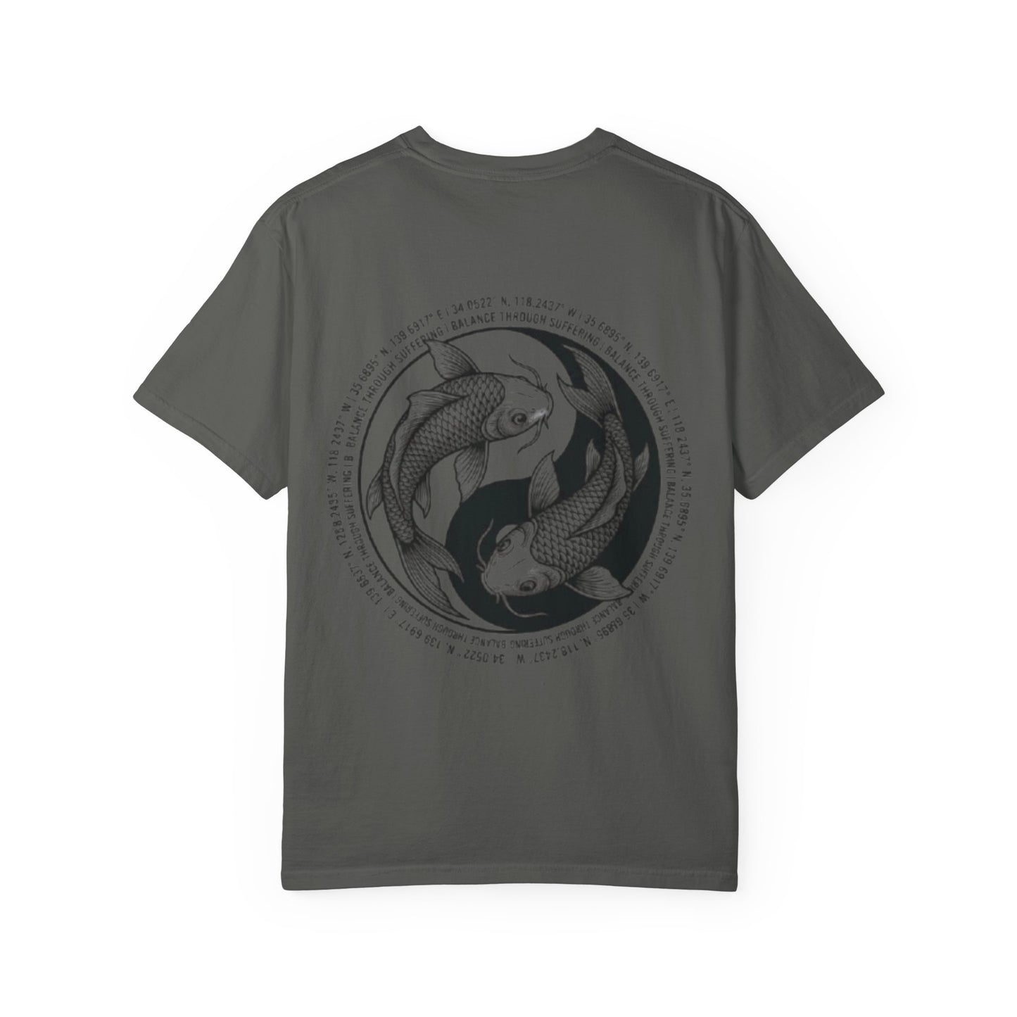 MIRAI Yin Yang — Floral Koi Fish Graphic Tee with Inspirational Script