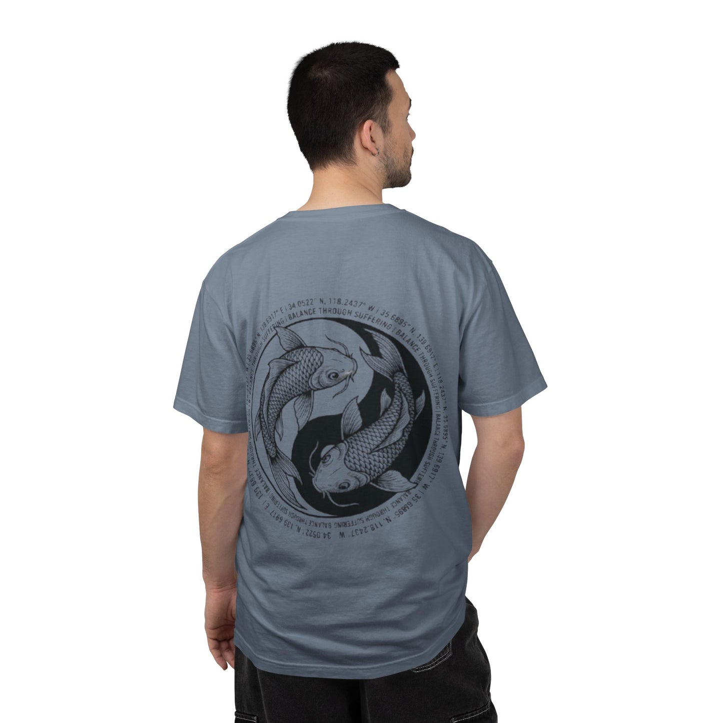 MIRAI Yin Yang — Floral Koi Fish Graphic Tee with Inspirational Script