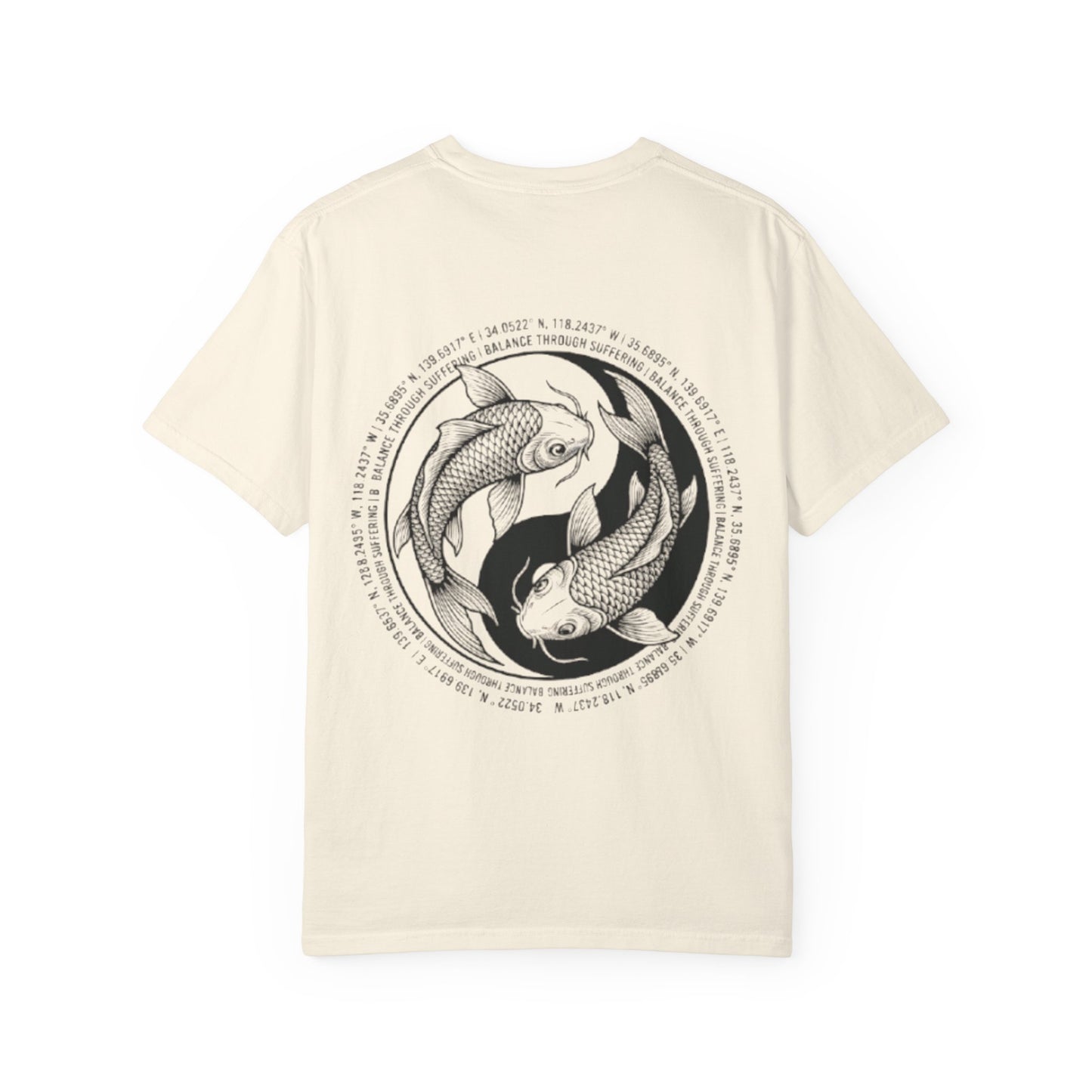 MIRAI Yin Yang — Floral Koi Fish Graphic Tee with Inspirational Script