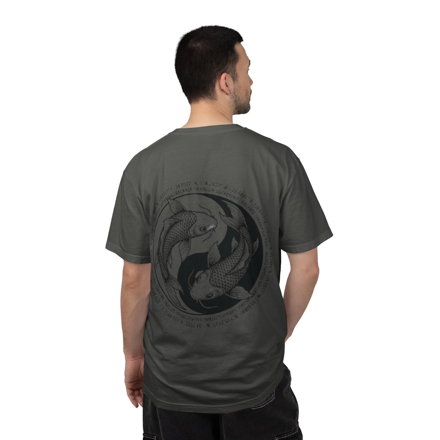 MIRAI Yin Yang — Floral Koi Fish Graphic Tee with Inspirational Script
